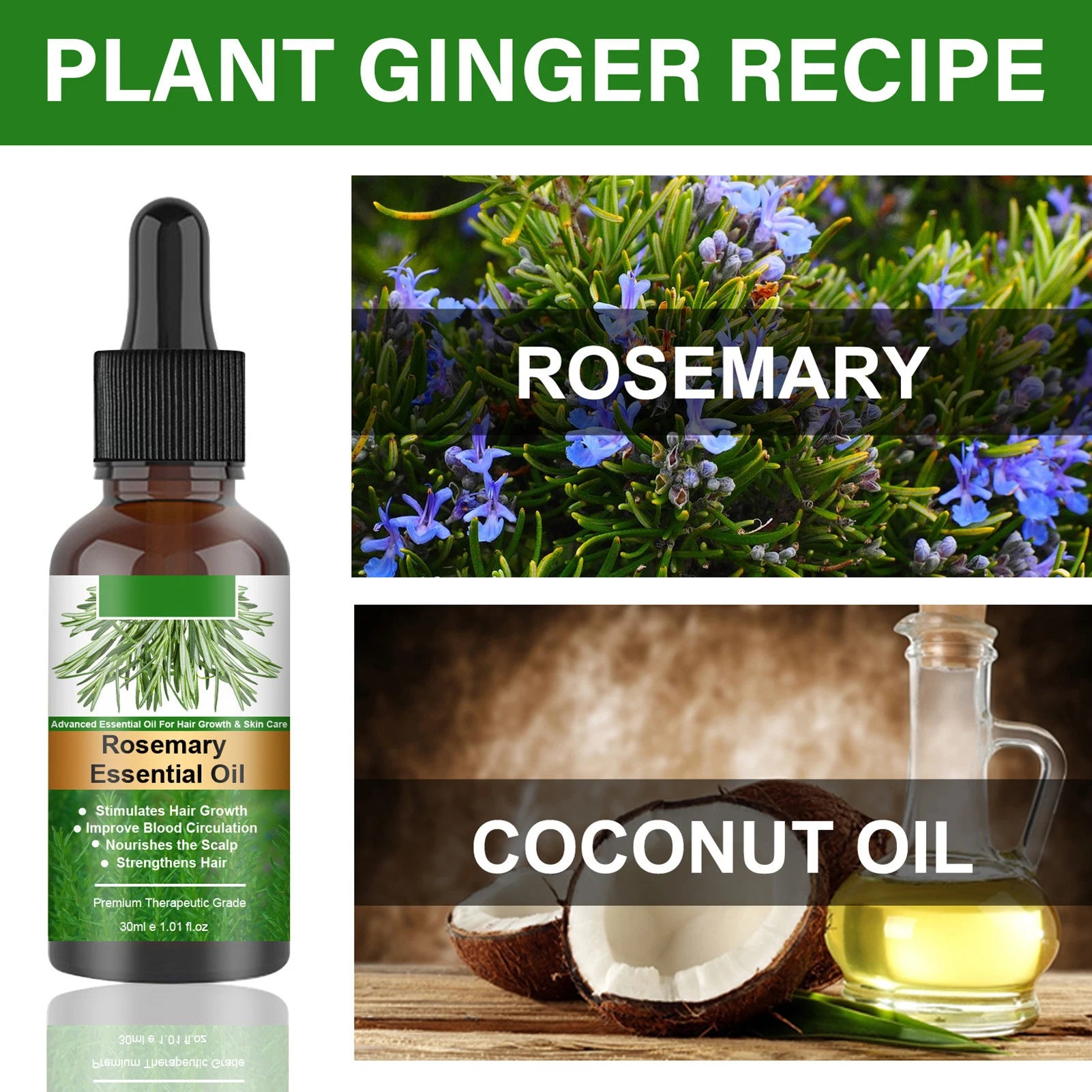 Rosemary™ Hair Growth Oil – Organic Scalp Strengthening & Nourishing Formula for Shiny, Healthy Hair