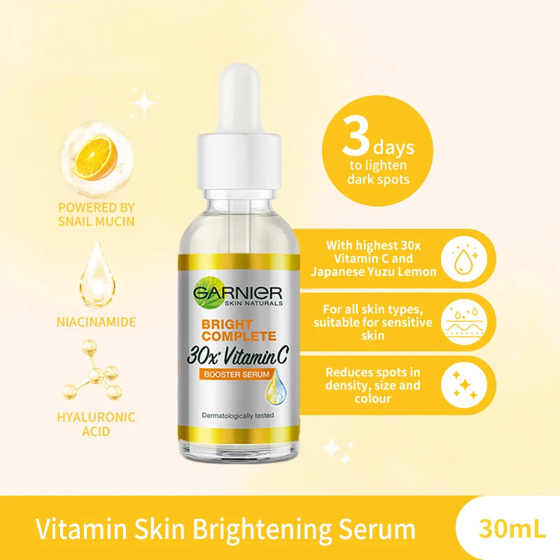 Garnier Vitamin C + Niacinamide Brightening Serum 30ml – Fade Acne Marks, Even Skin Tone
