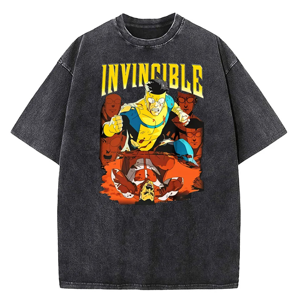 Invincible Hero™ Vintage-Wash Tee – Premium Cotton Unisex Summer T-Shirt